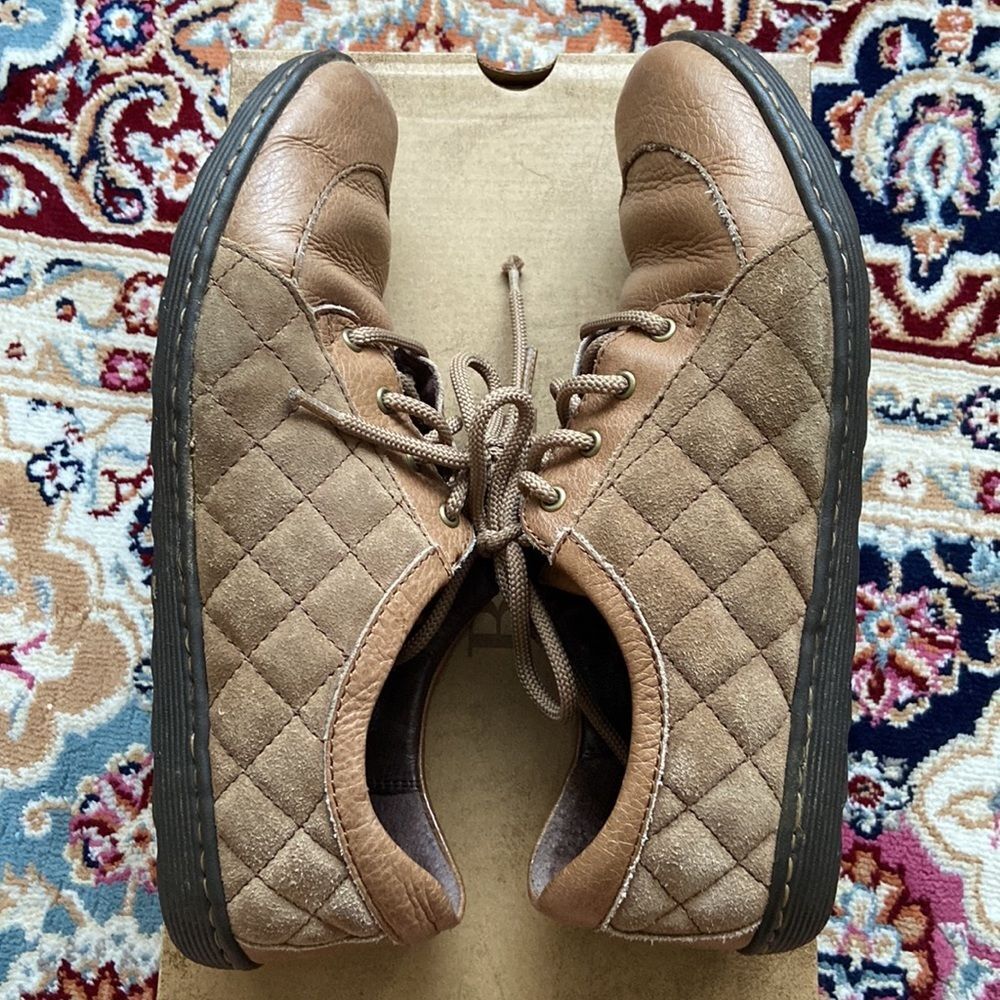 Born SOTO Brown Leather Suede Casual Quilted Lace up Sneakers Shoes